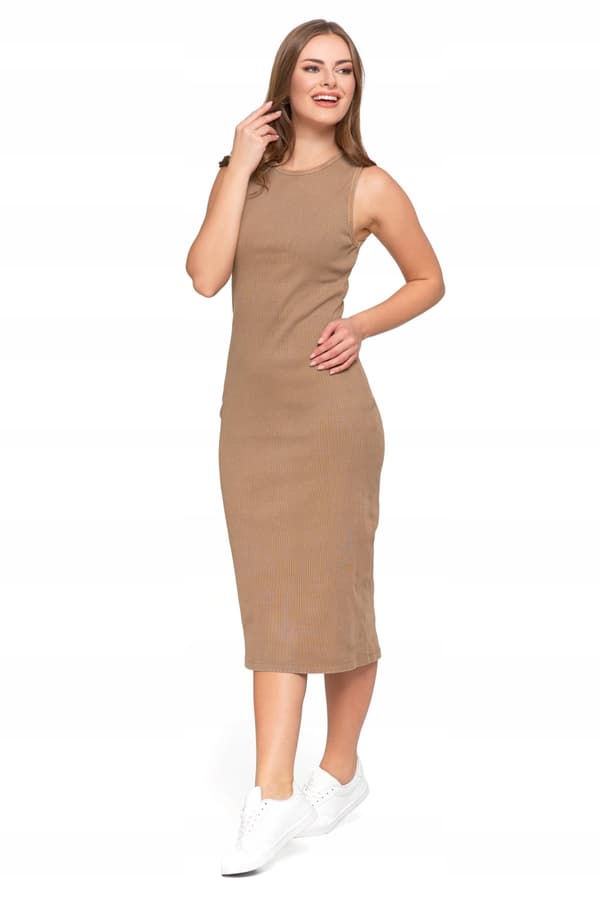 KVINDE STRIBET MIDI-KJOLE MED BREDE STROPPER SOMMERMORAJ - 3XL
