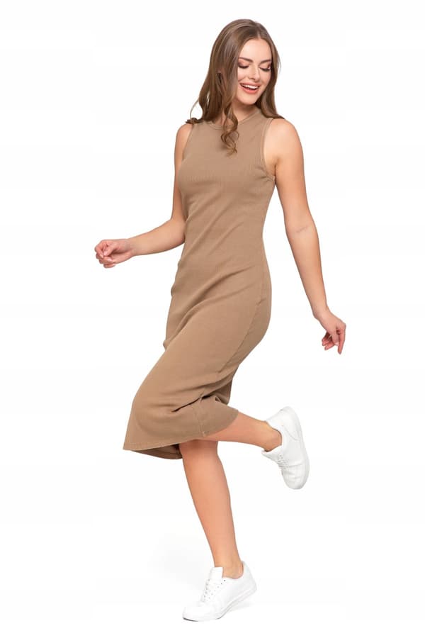 KVINDE STRIBET MIDI-KJOLE MED BREDE STROPPER SOMMERMORAJ - 3XL