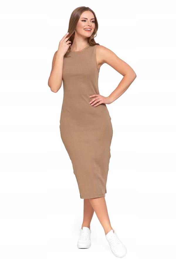 KVINDE STRIBET MIDI-KJOLE MED BREDE STROPPER SOMMERMORAJ - 3XL