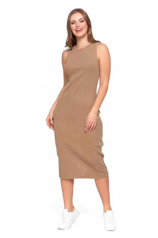 KVINDE STRIBET MIDI-KJOLE MED BREDE STROPPER SOMMERMORAJ - 3XL