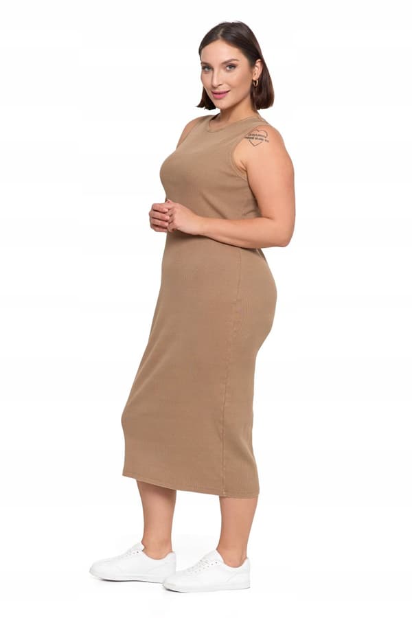 KVINDE STRIBET MIDI-KJOLE MED BREDE STROPPER SOMMERMORAJ - 3XL