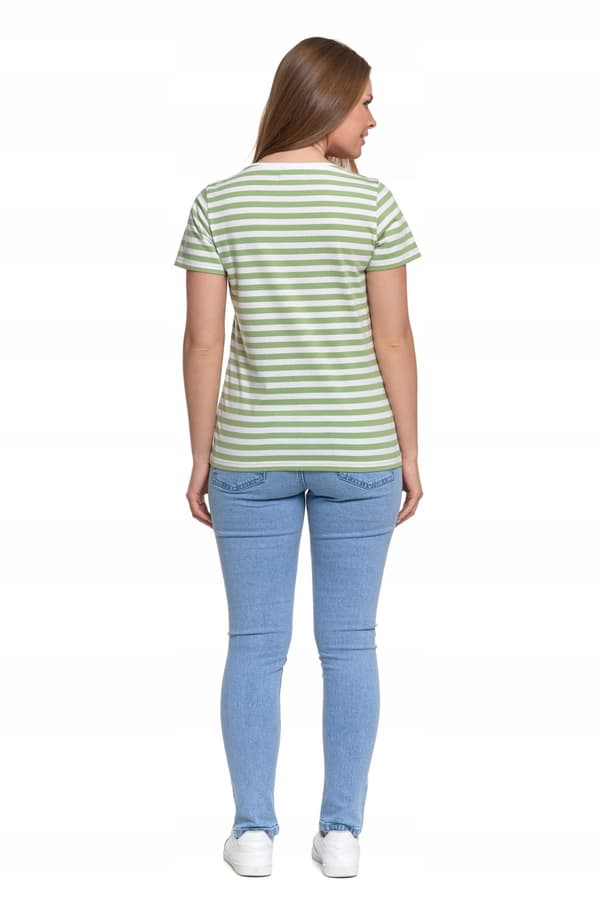 DAME T-SHIRT Stribet Løs Skjortebluse Kortærmet MORAJ S