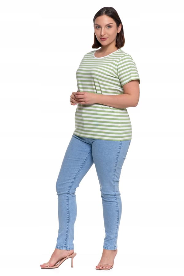 DAME T-SHIRT Stribet Løs Skjortebluse Kortærmet MORAJ S