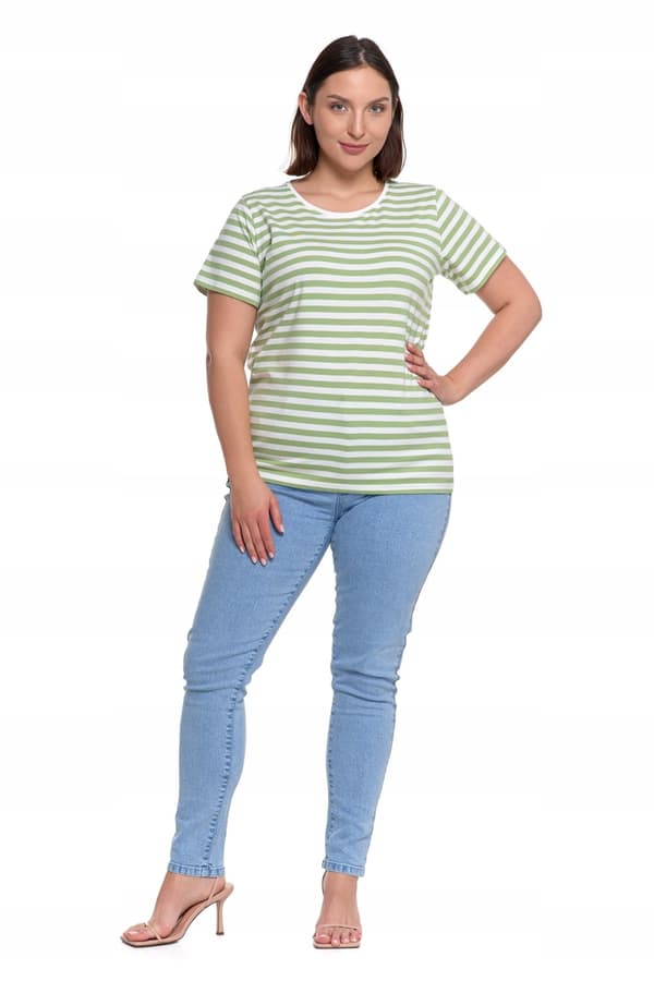 DAME T-SHIRT Stribet Løs Skjortebluse Kortærmet MORAJ S