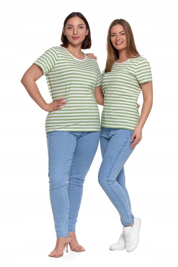 DAME T-SHIRT Stribet Løs Skjortebluse Kortærmet MORAJ S