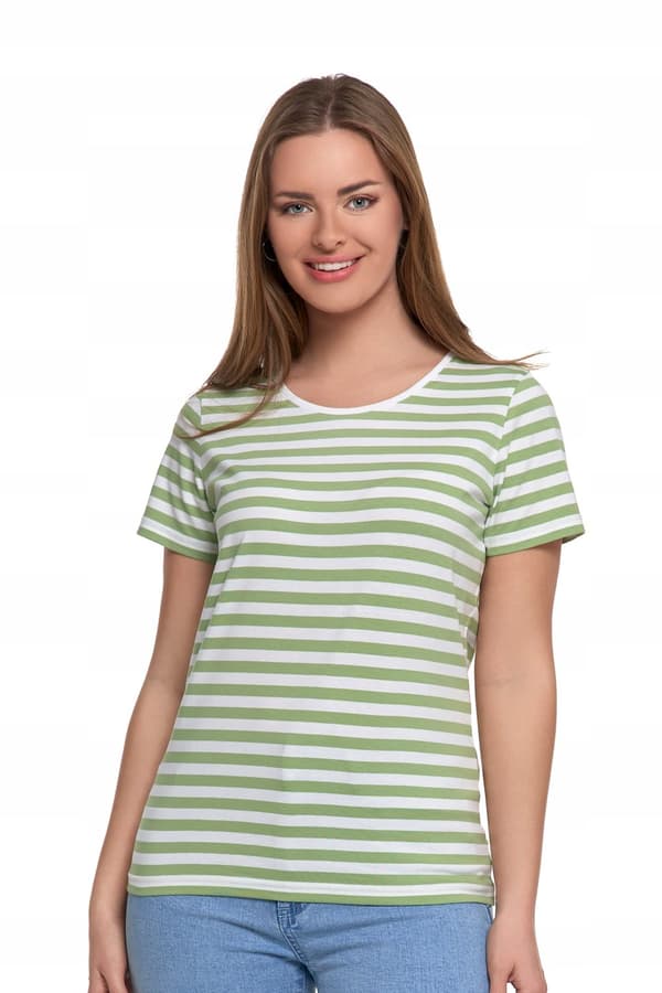 DAME T-SHIRT Stribet Løs Skjortebluse Kortærmet MORAJ S