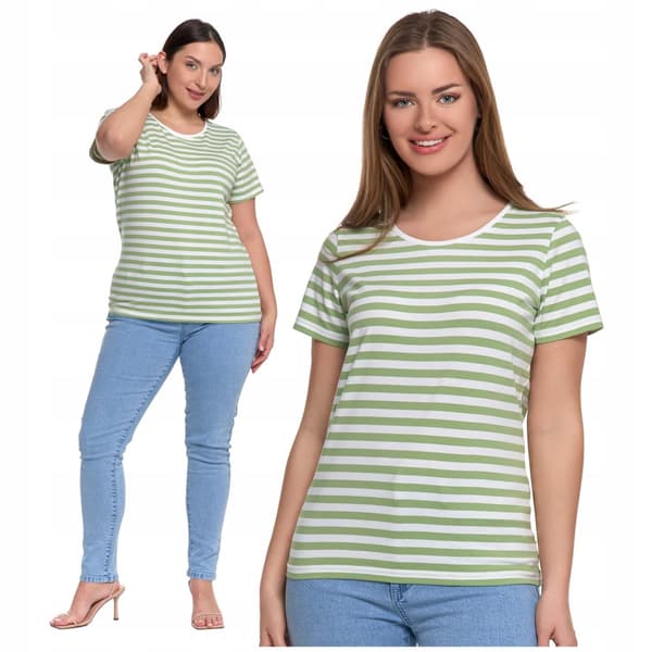 DAME T-SHIRT Stribet Løs Skjortebluse Kortærmet MORAJ S