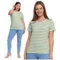 Miniatyrbillede 1 af 11: DAME T-SHIRT Stribet Løs Skjortebluse Kortærmet MORAJ S