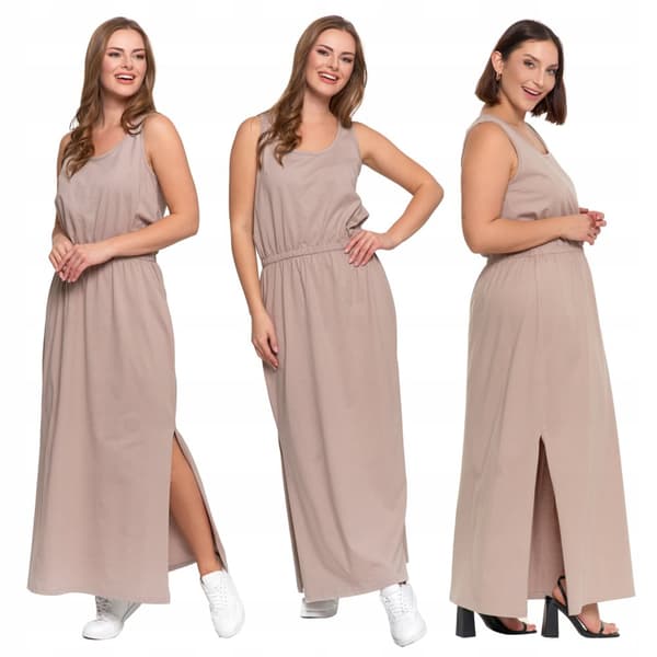 DAME MAXIKJOLE med slids Lang elegant sommerkjole MORAJ XL