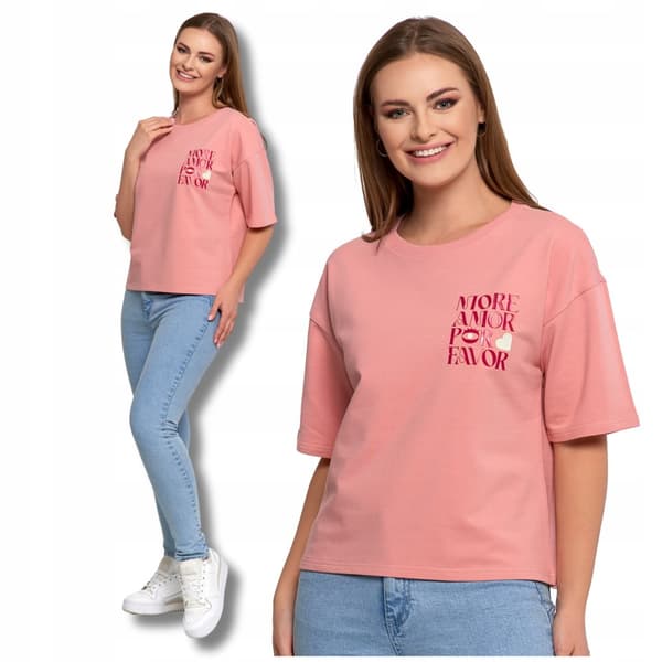 Løs T-SHIRT TIL DAMER I BOMULDSBLUE M M