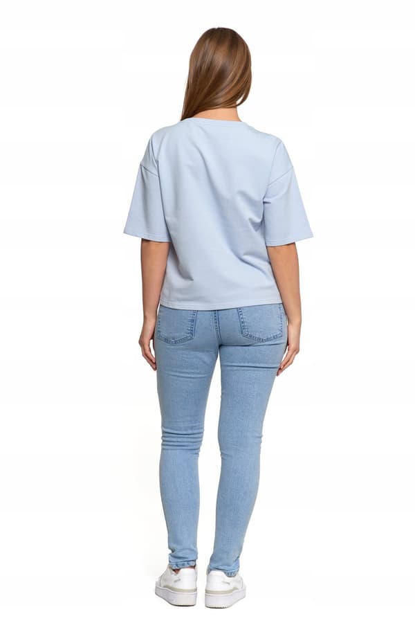 Løs T-SHIRT TIL DAMER I BOMULDSBLUE M M