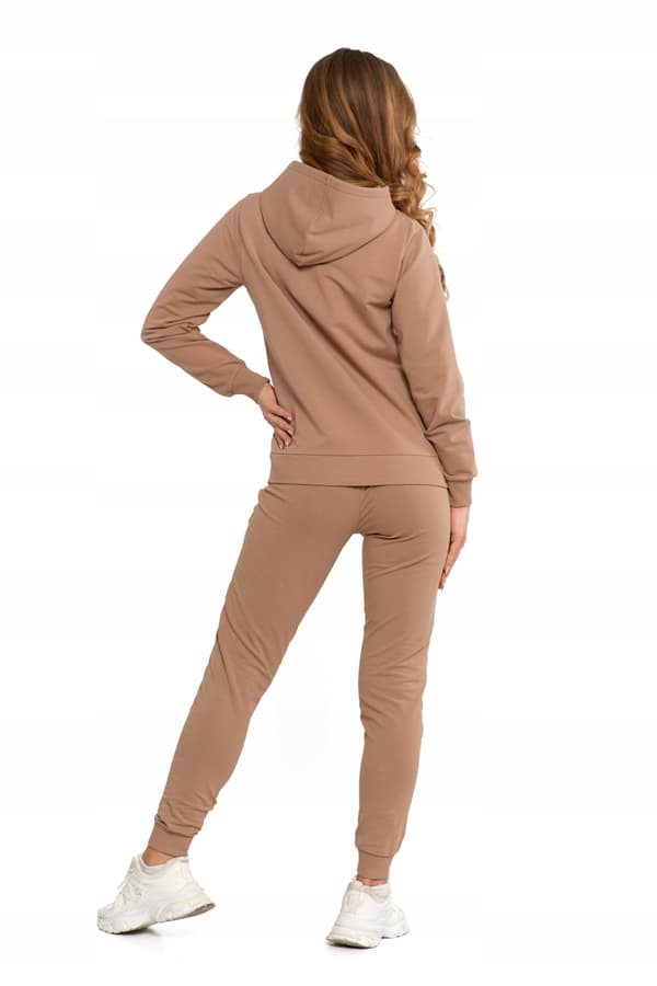 DAMTRÖJA Slät träningsoverall med dragkedja och huva Klassisk beige MORAJ XXL