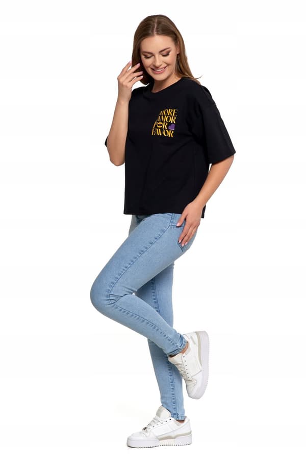 Løs T-SHIRT TIL DAMER I BOMULDSBLUE M M