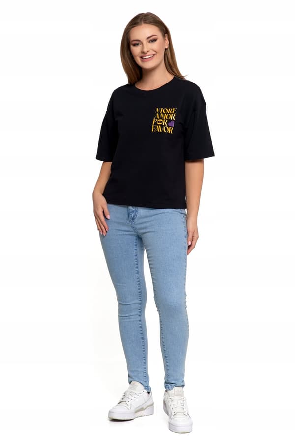 Løs T-SHIRT TIL DAMER I BOMULDSBLUE M M