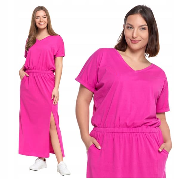 DAME MAXIKJOLE med slids Lang glat sommerkjole MORAJ L