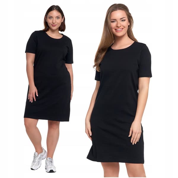 DAME-T-SHIRT MED KORTE ÆRMER OVER KNÆET SORT MORAJ XL
