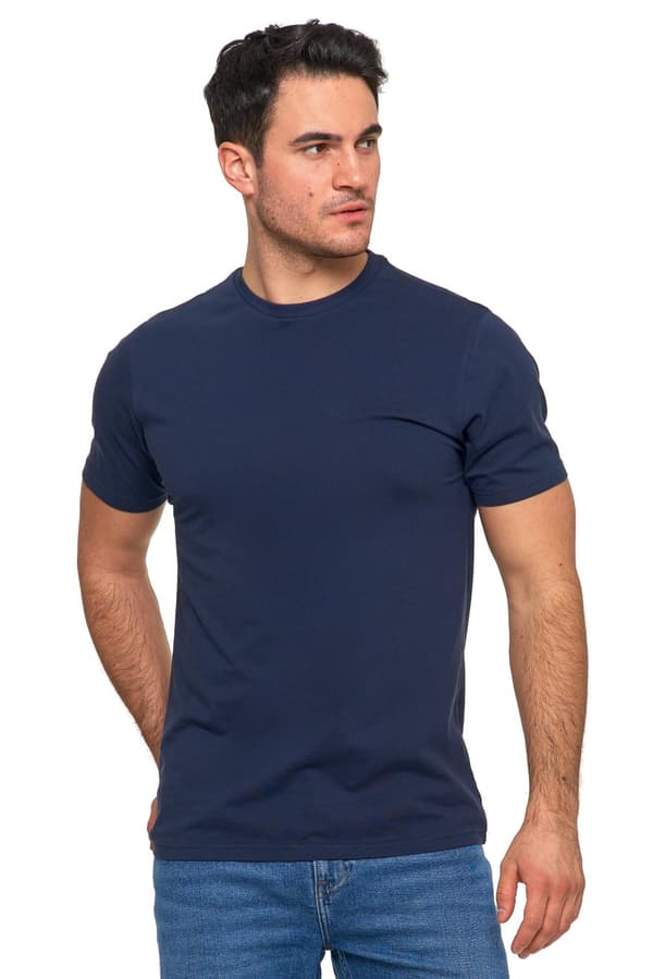 T-shirt Klassisk Herr Bomull Kortärmad Marinblå MORAJ XXL