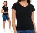 Miniatyrbillede 1 af 10: Ensfarvet dame-T-SHIRT Klassisk V-hals Kortærmet MORAJ XXL