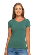 Miniatyrbillede 3 af 11: DAME T-SHIRT Bluse T-shirt Ensfarvet Kortærmet Khaki MORAJ XL