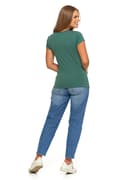 Miniatyrbillede 8 af 11: DAME T-SHIRT Bluse T-shirt Ensfarvet Kortærmet Khaki MORAJ XL