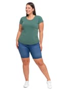 Miniatyrbillede 9 af 11: DAME T-SHIRT Bluse T-shirt Ensfarvet Kortærmet Khaki MORAJ XL