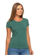 Miniatyrbillede 2 af 11: DAME T-SHIRT Bluse T-shirt Ensfarvet Kortærmet Khaki MORAJ XL