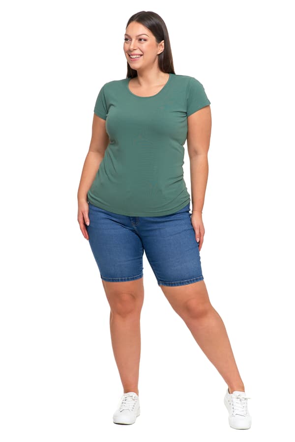 DAM T-SHIRT Blus T-shirt Enfärgad Kortärmad Kaki MORAJ S