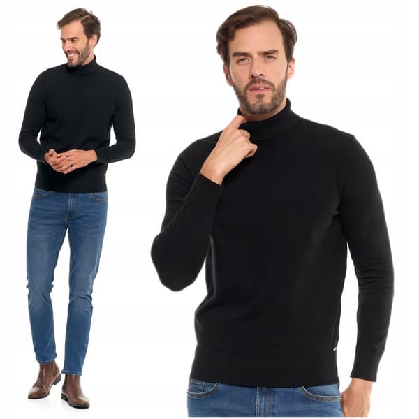 Elegant herretrøje med rullekrave Klassisk tynd sweater MORAJ XXL
