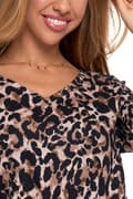Miniatyrbillede 6 af 11: Damekjole i leopardprint med bælte, lange ærmer, under knæet, MORAJ S