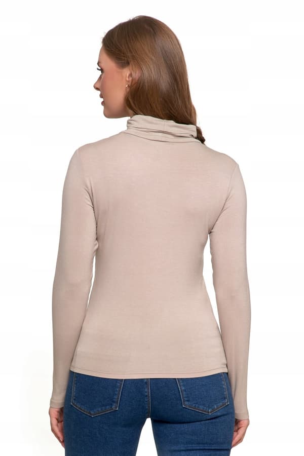 Damebluse med rullekrave, lange ærmer, viskose, elegant, moderigtig skjorte, MORAJ XL