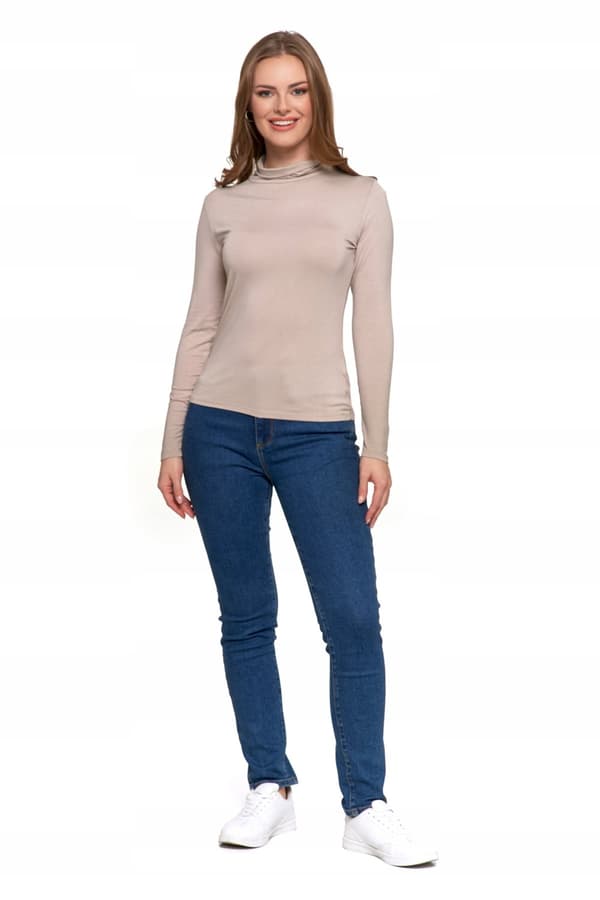 Damebluse med rullekrave, lange ærmer, viskose, elegant, moderigtig skjorte, MORAJ XL
