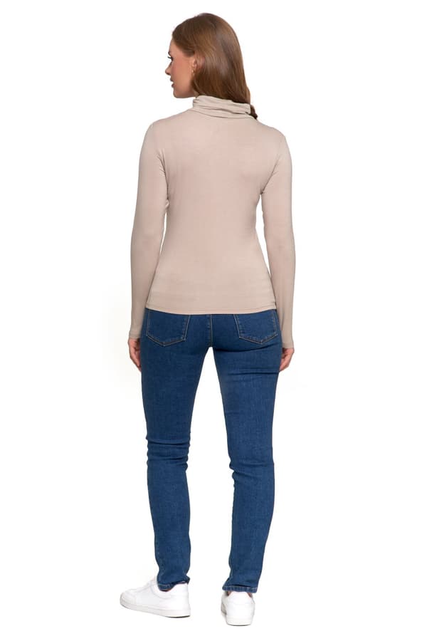 Damebluse med rullekrave, lange ærmer, viskose, elegant, moderigtig skjorte, MORAJ XL