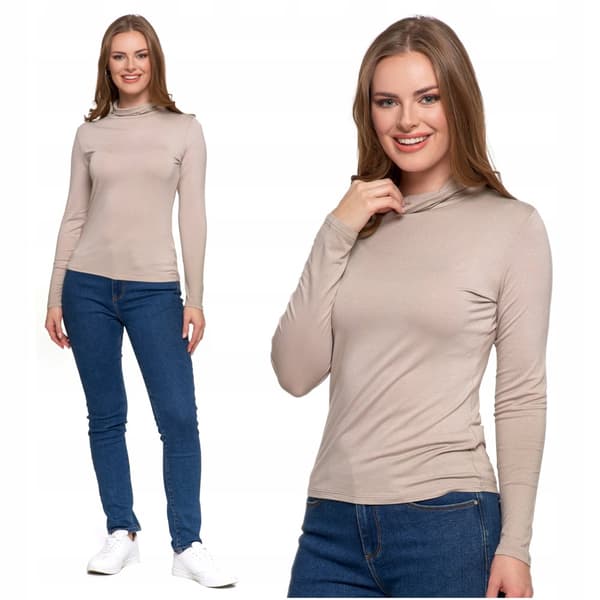 Damebluse med rullekrave, lange ærmer, viskose, elegant, moderigtig skjorte, MORAJ XL