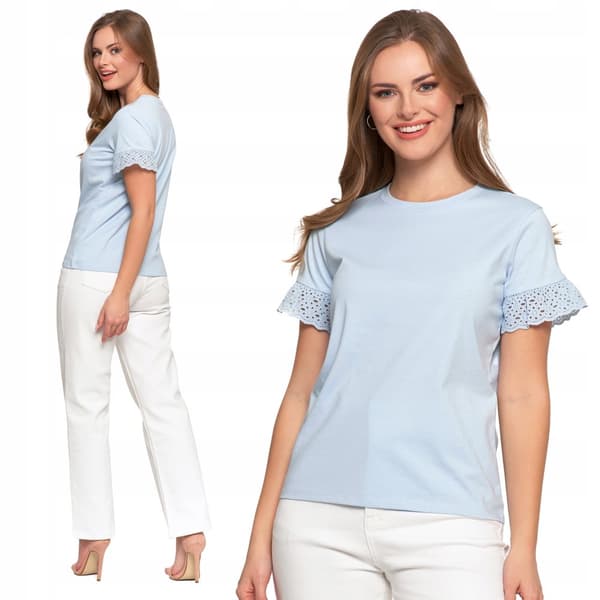 Elegant damblus med fjärilsärmar och spets-T-shirt MORAJ M