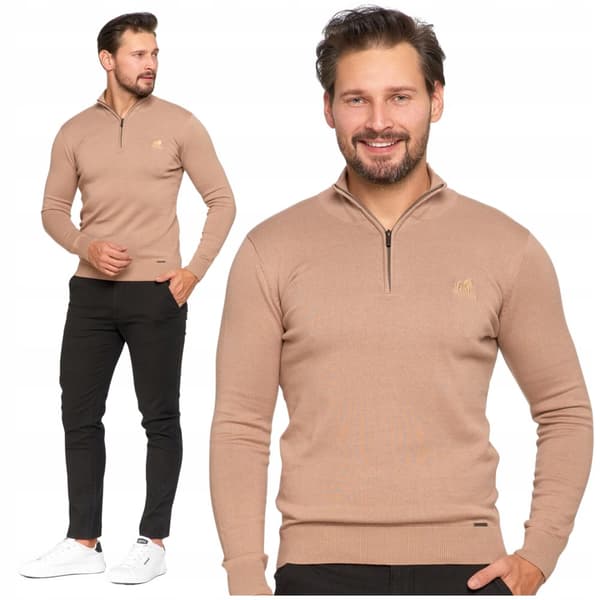 Herretrøje med opretstående krave og lynlås under halsen. Behagelig 100% bomuld. MORAJ - XXL.