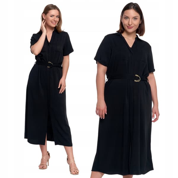 DAME MIDI KJOLE med Slips Elegant Kjole MORAJ - XL