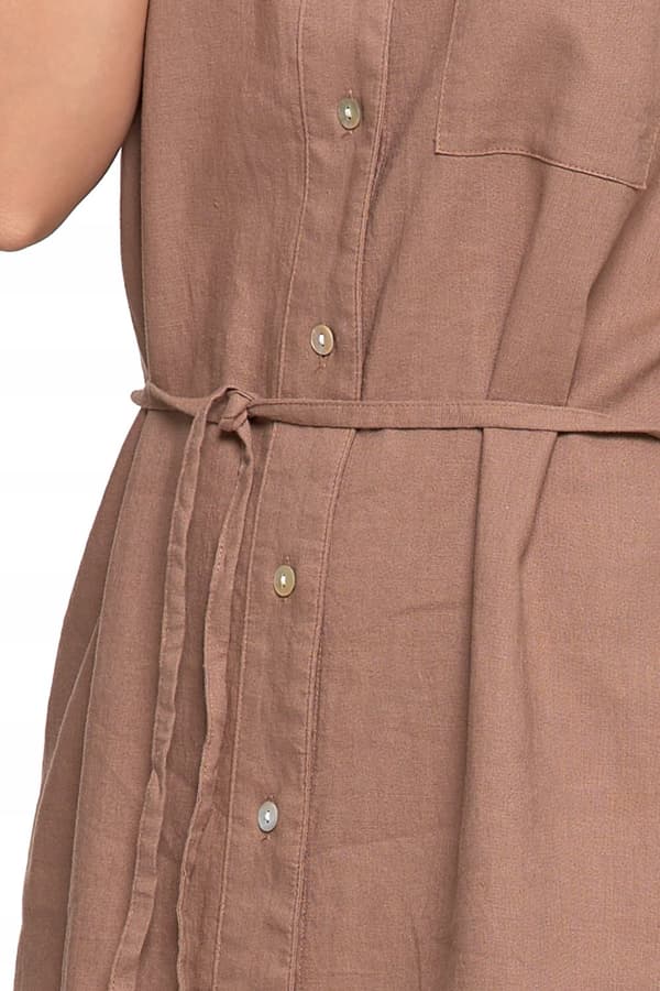 DAMEKJOLE Hørskjortekjole Elegant Knælang Uknappet Beige MORAJ L