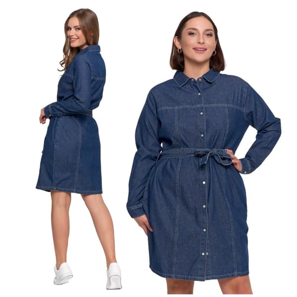 DAMEKJOLE Jeans skjortekjole knælang uknappet MORAJ M