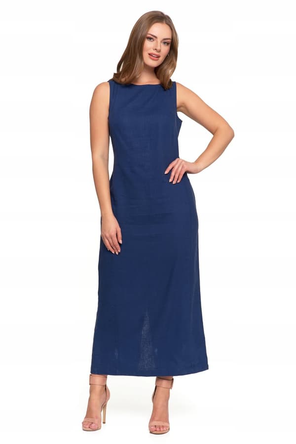 Lang dame maxikjole i hør, let, elegant, glat, MORAJ S