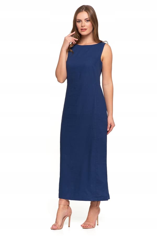 Lang dame maxikjole i hør, let, elegant, glat, MORAJ S