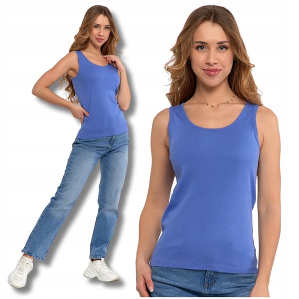DAME TANKTOP Ensfarvet T-shirt med stropper Undertrøje MORAJ 3XL