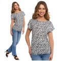 Miniatyrbild 1 av 7: DAMBLUS i blommig kortärmad t-shirt Modernt mönster MORAJ 3XL