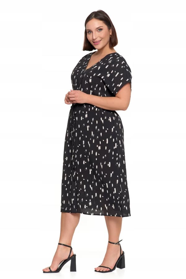 DAME MIDI KJOLE Mønstret Elegant Sommerkjole Mørk MORAJ M