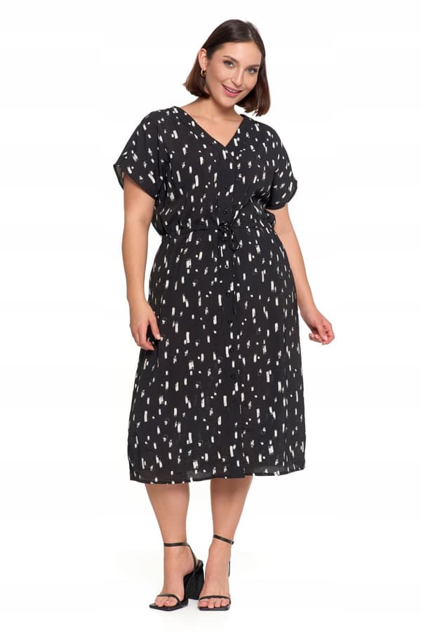 DAME MIDI KJOLE Mønstret Elegant Sommerkjole Mørk MORAJ M