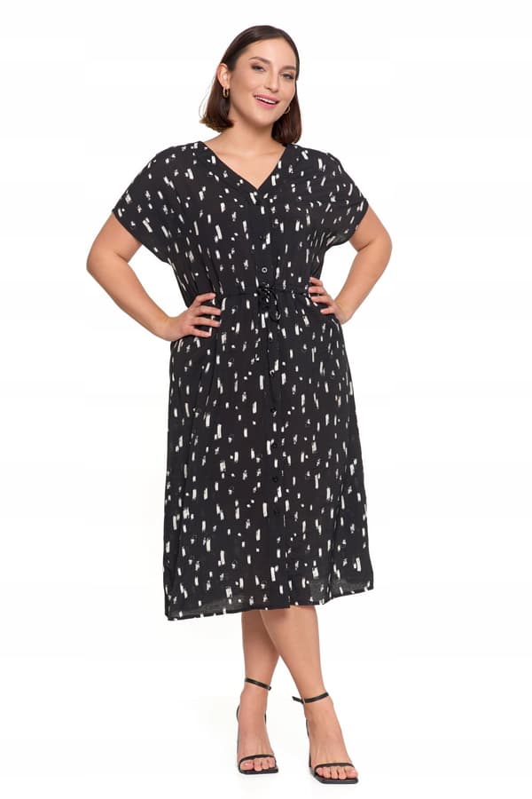 DAME MIDI KJOLE Mønstret Elegant Sommerkjole Mørk MORAJ M