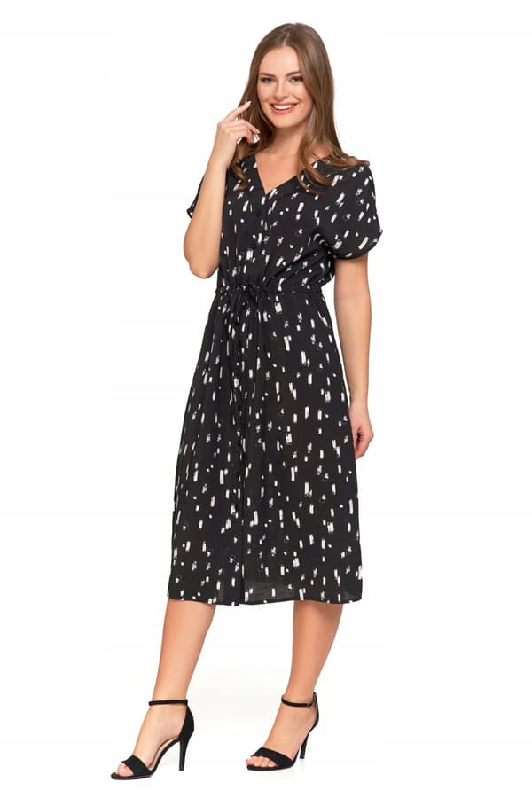 DAME MIDI KJOLE Mønstret Elegant Sommerkjole Mørk MORAJ M