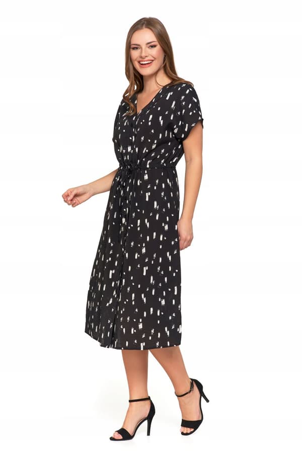 DAME MIDI KJOLE Mønstret Elegant Sommerkjole Mørk MORAJ M