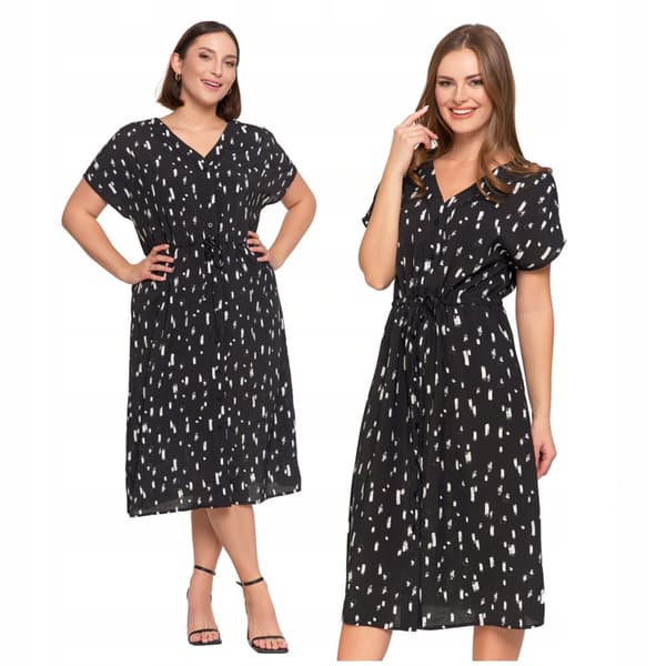 DAME MIDI KJOLE Mønstret Elegant Sommerkjole Mørk MORAJ M