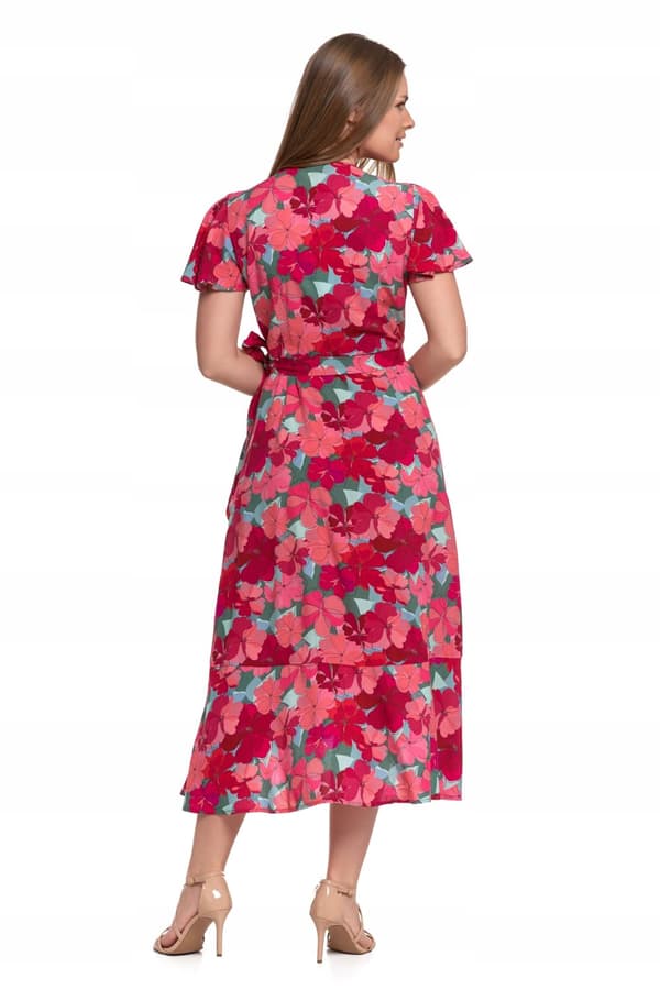 DAME MIDI KJOLE Mønstret Elegant Kuvertudskæring Blomster MORAJ S