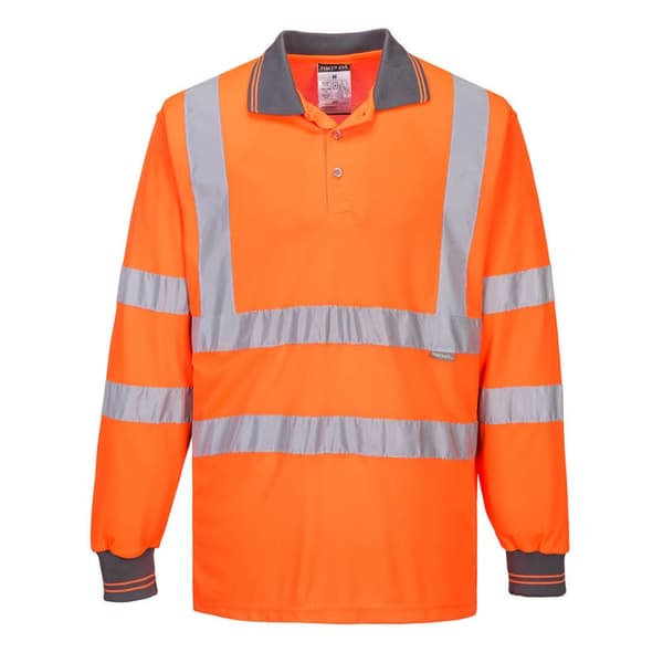 Långärmad pikétröja med hög synlighet - Orange S